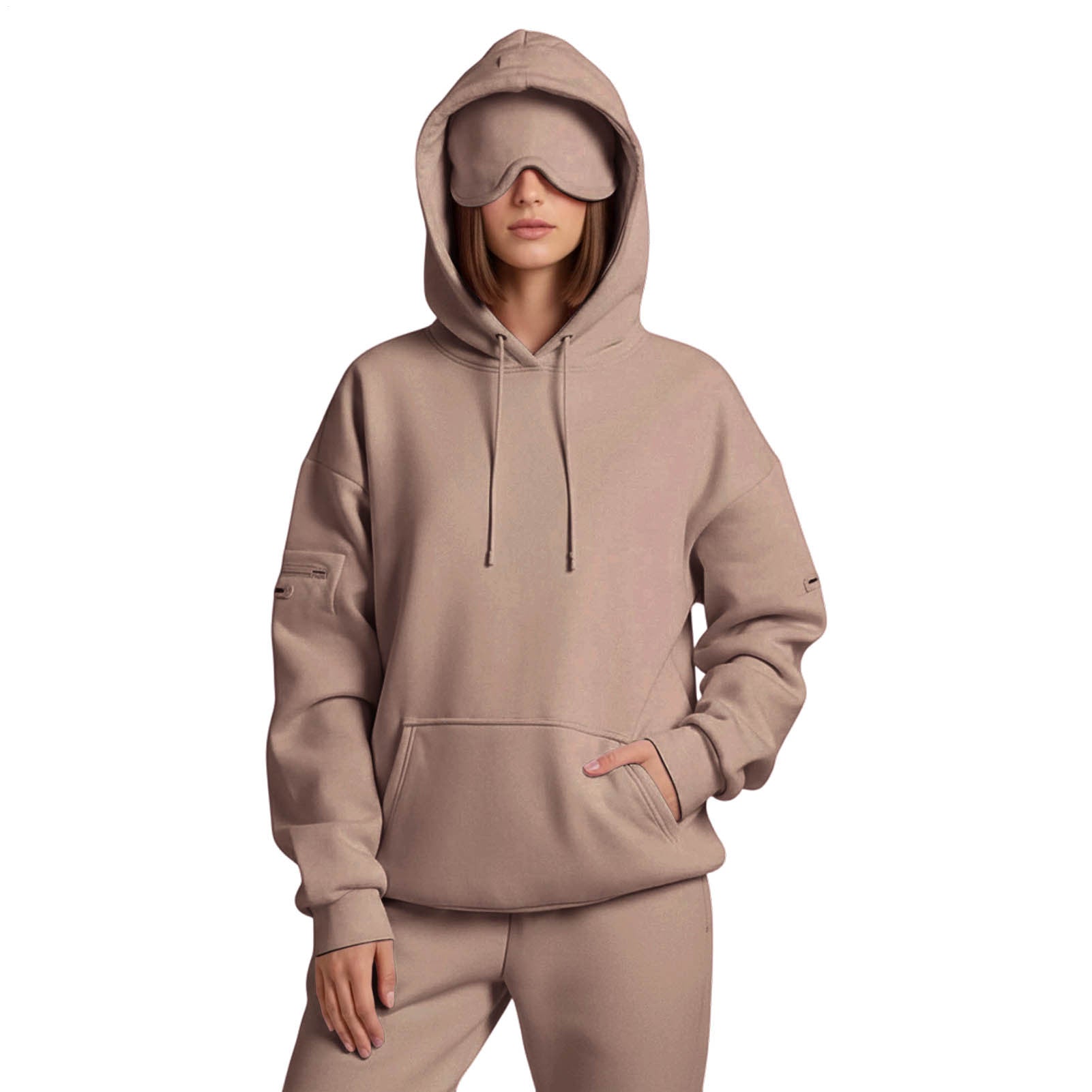 Airplane Mode Travel Hoodie Men Women Comfort Hoodies with Eyeshade Pullover Tops Clothes with Hidden Pockets charming