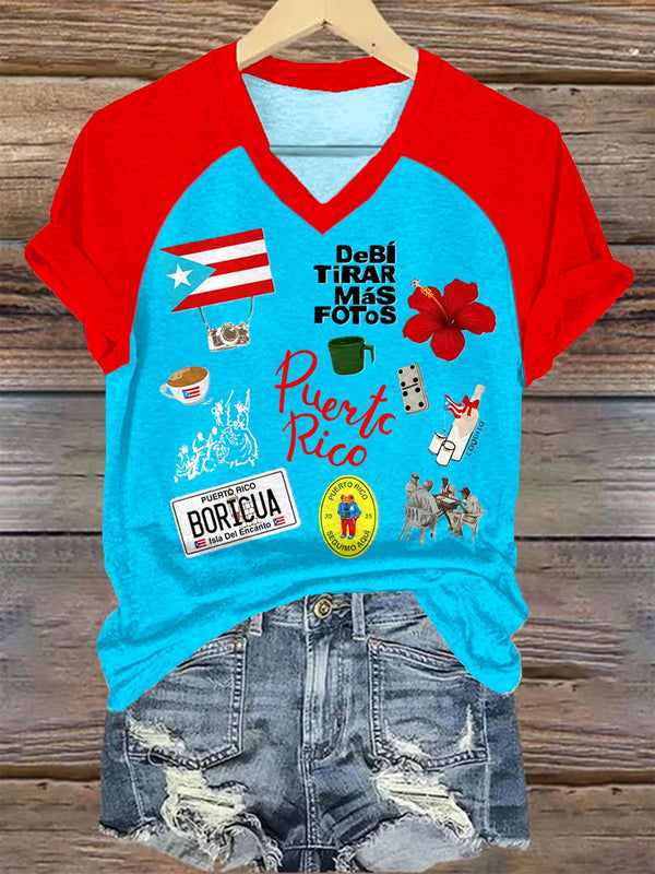 Puerto Rican Badburnny V-neck T-Shirt