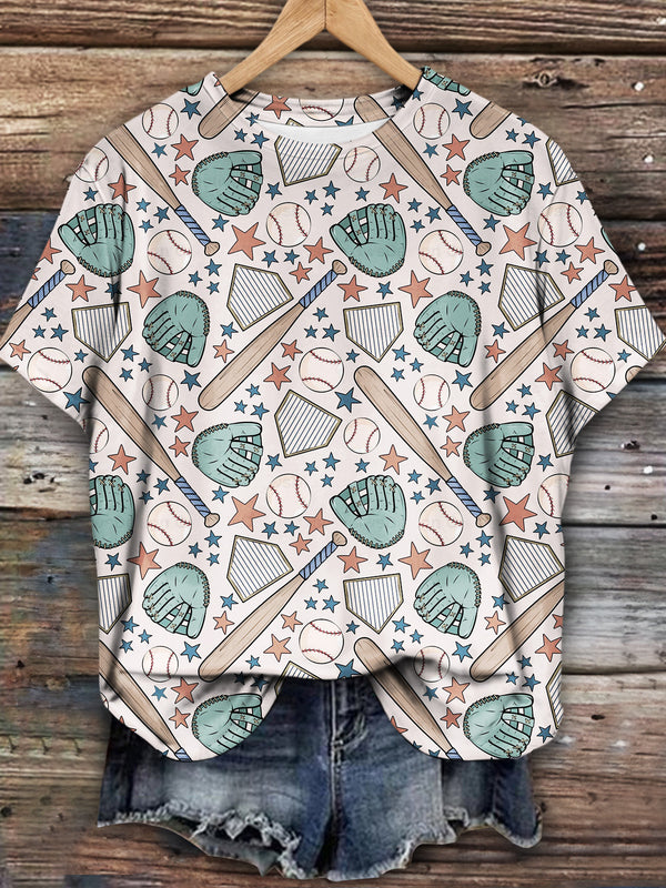 Camiseta de verano con estampado floral de juego de béisbol para aficionados 