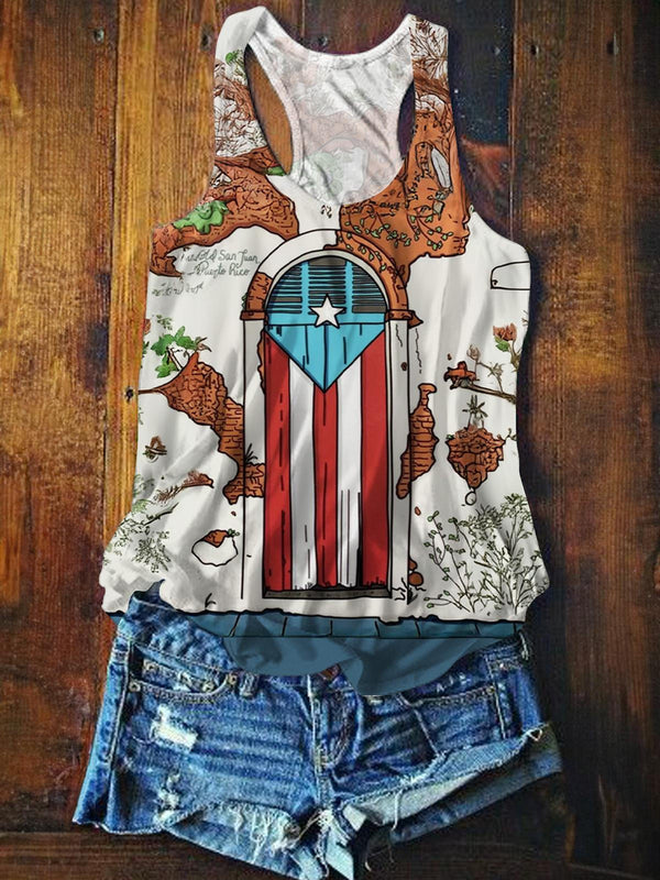 Puerto Rico Classic Printed Casual Tank Top