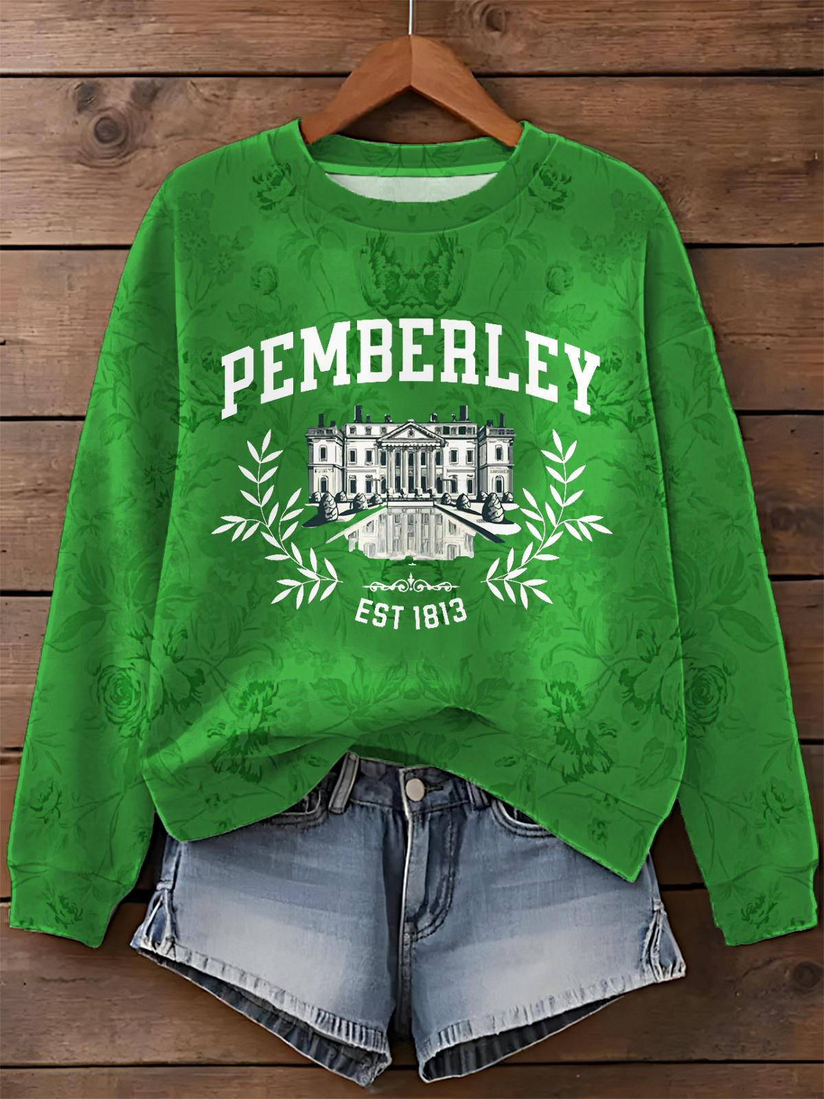 Pemberley Pride And Prejudice Jane Austen Printed Long Sleeve Casual Top