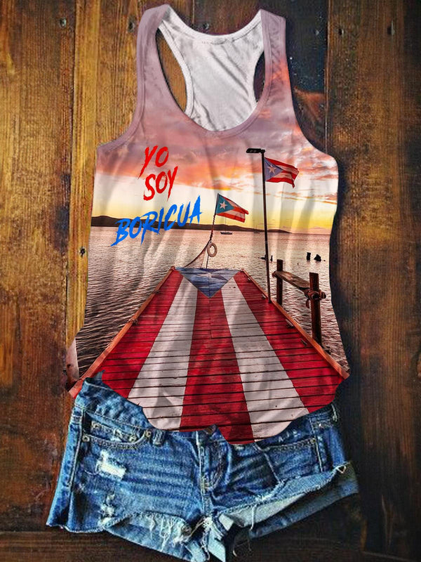 Puerto Rico Classic Printed Casual Tank Top