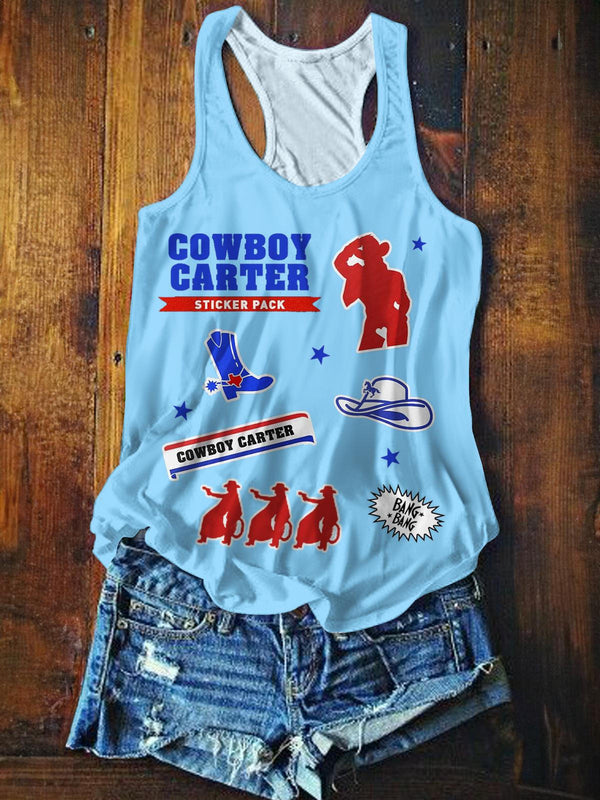 Beyonce Cowboy Carter Vintage Printed Casual Tank Top