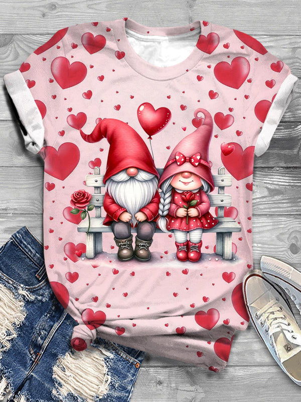 Valentines Gnome Crew Neck T-shirt