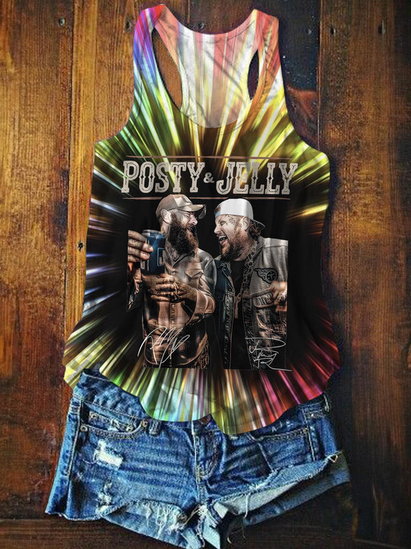 Jelly Roll Posty Printed Casual Tank Top