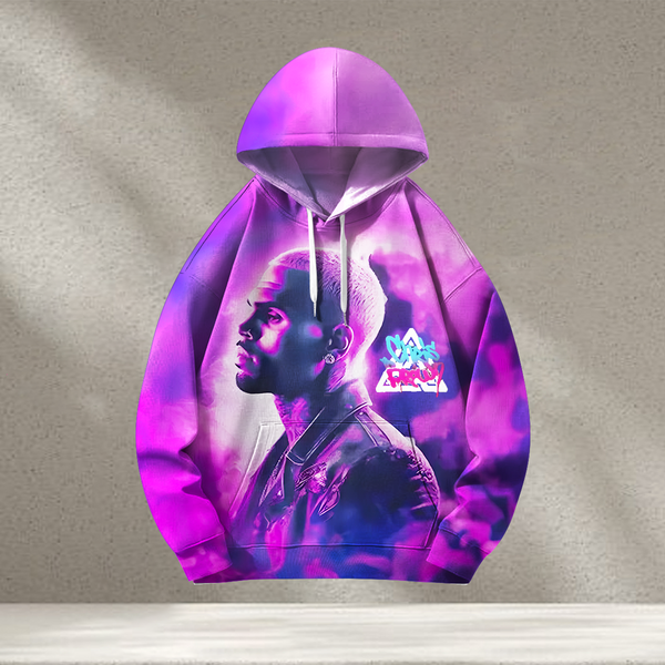 Chris Brown Breezy Loose Fit Hooded Sweatshirt With Pockets