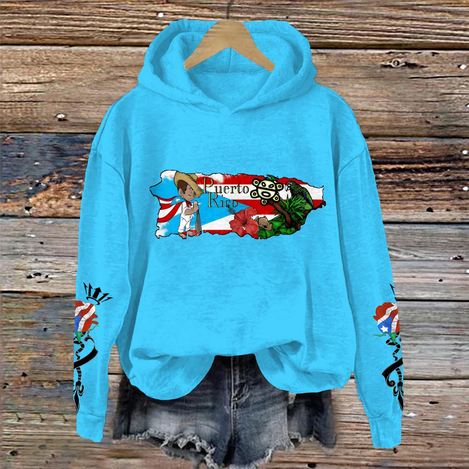Puerto Rico Long Sleeve Printed Hoodie