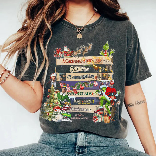 Women's Christmas Movies 90s VHS Tapes Vintage T-shirt