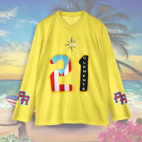 Roberto Clemente V-neck long-sleeved Straight-Shoulder T-shirt