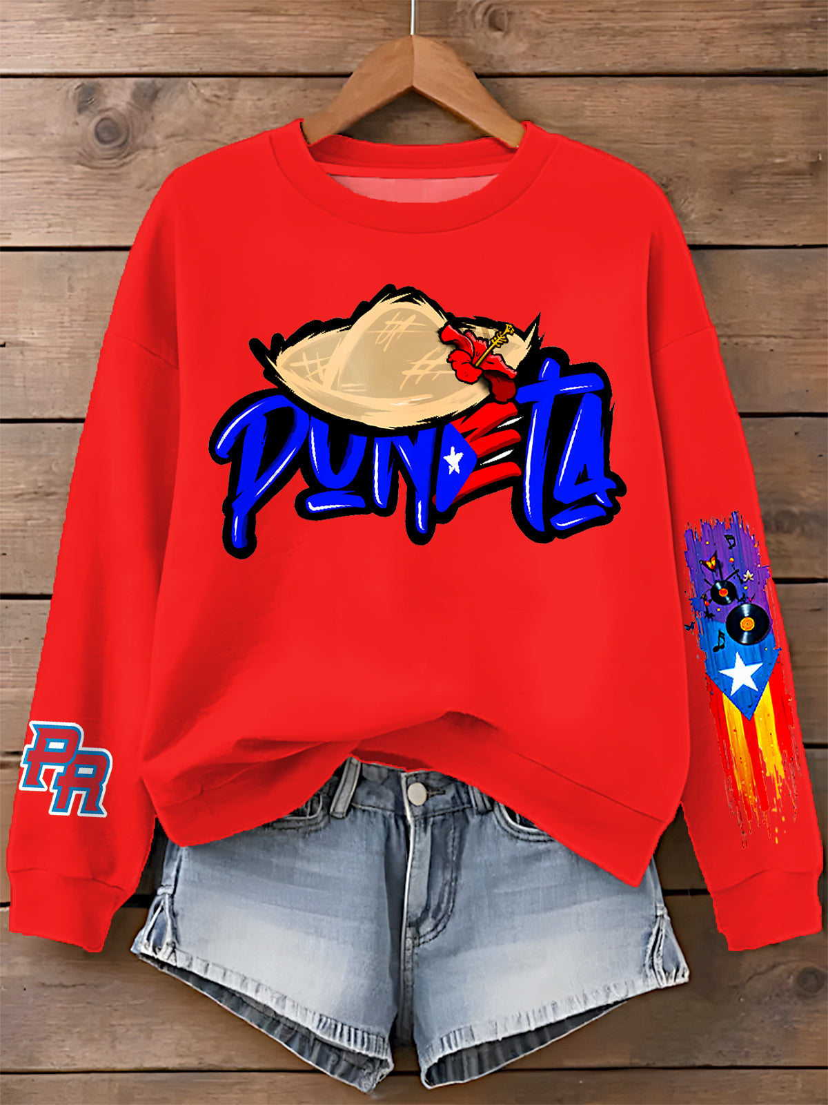 Roberto Clemente Printed Long Sleeve Casual Top