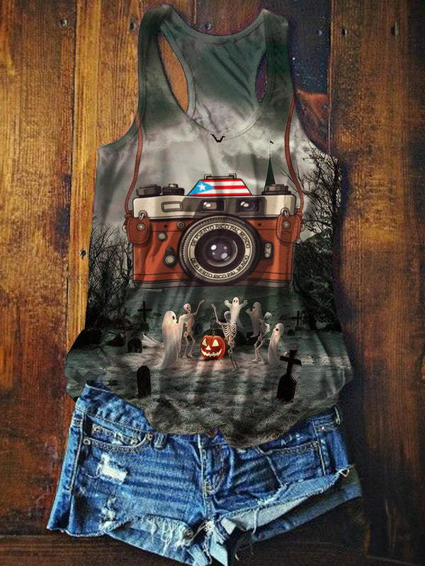 Puerto Rican Halloween Printed Casual Tank Top
