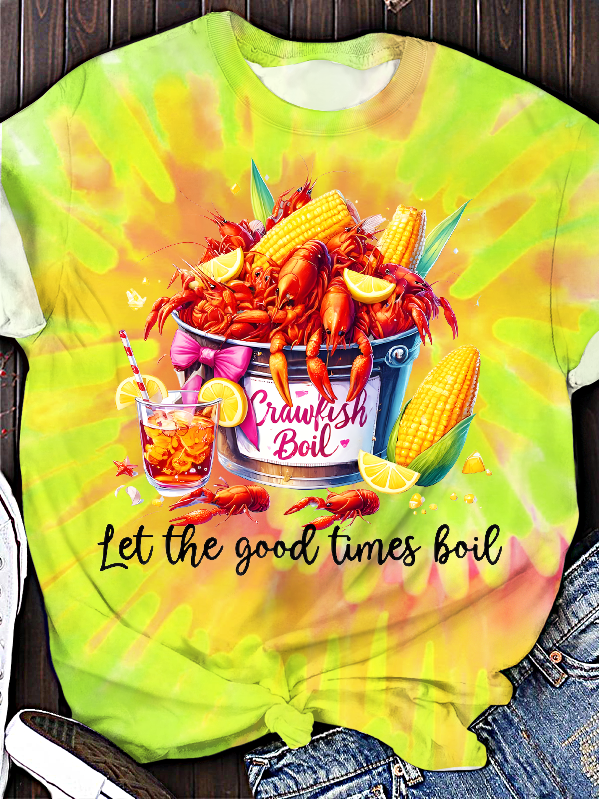 Crawfish Watercolor Crew Neck T-shirt