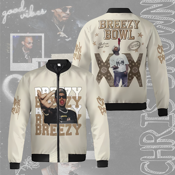 Chris Brown Breezy Bowl XX Tour 2025 Zip-up Baseball Jacket