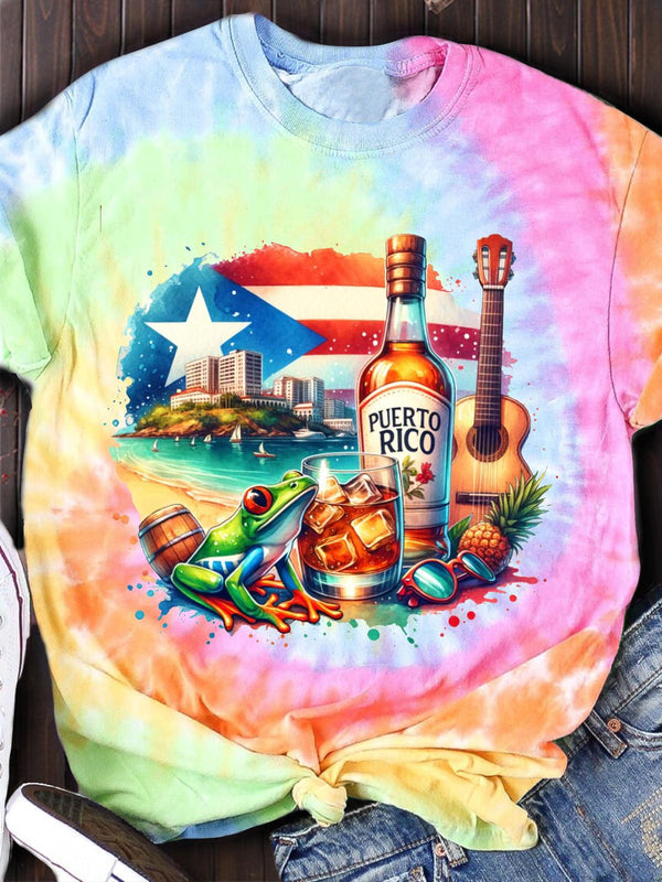 Puerto Rico Vacation Tie Dye Crew Neck T-shirt