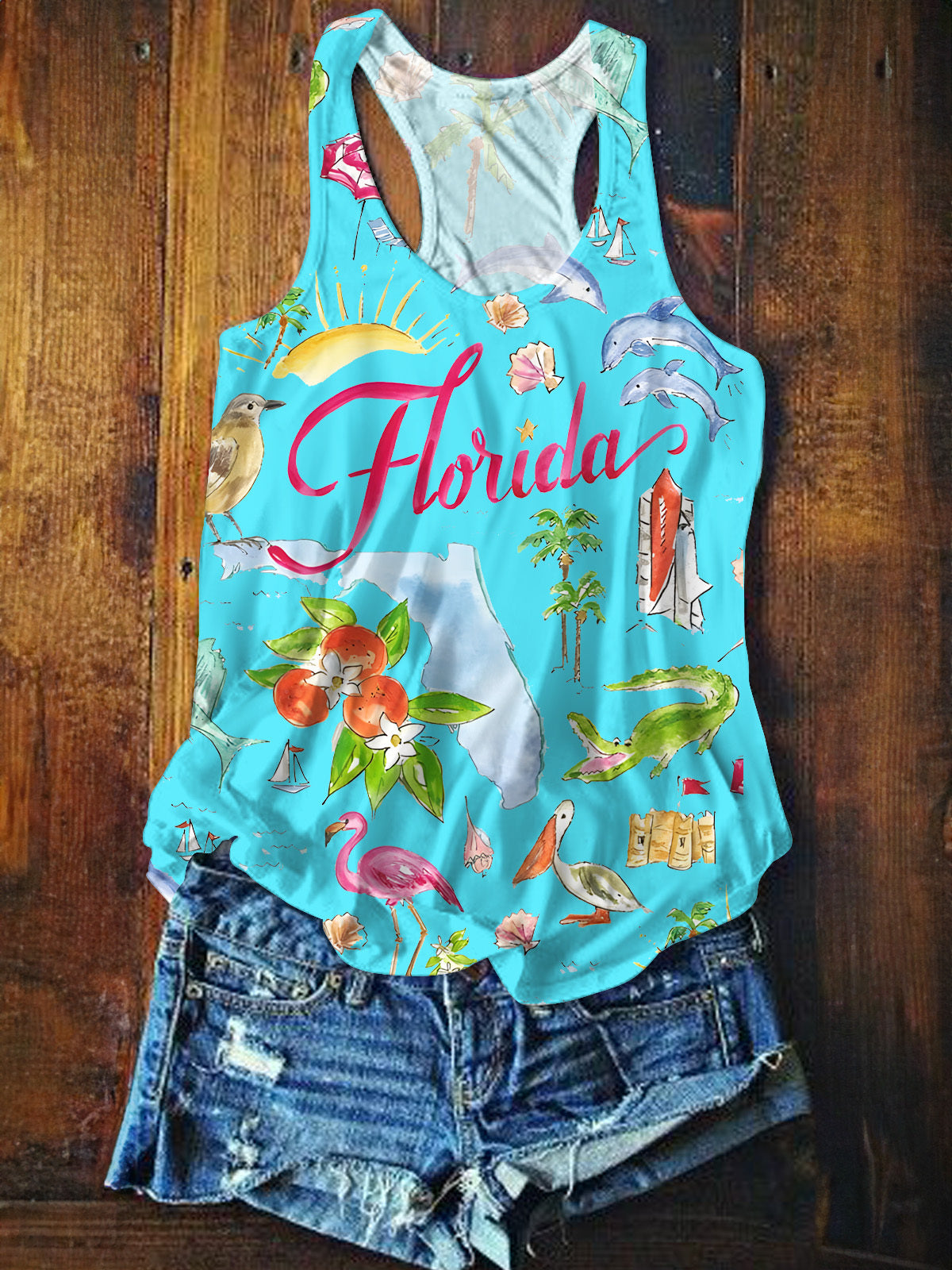 Florida Printed Casual Tank Top