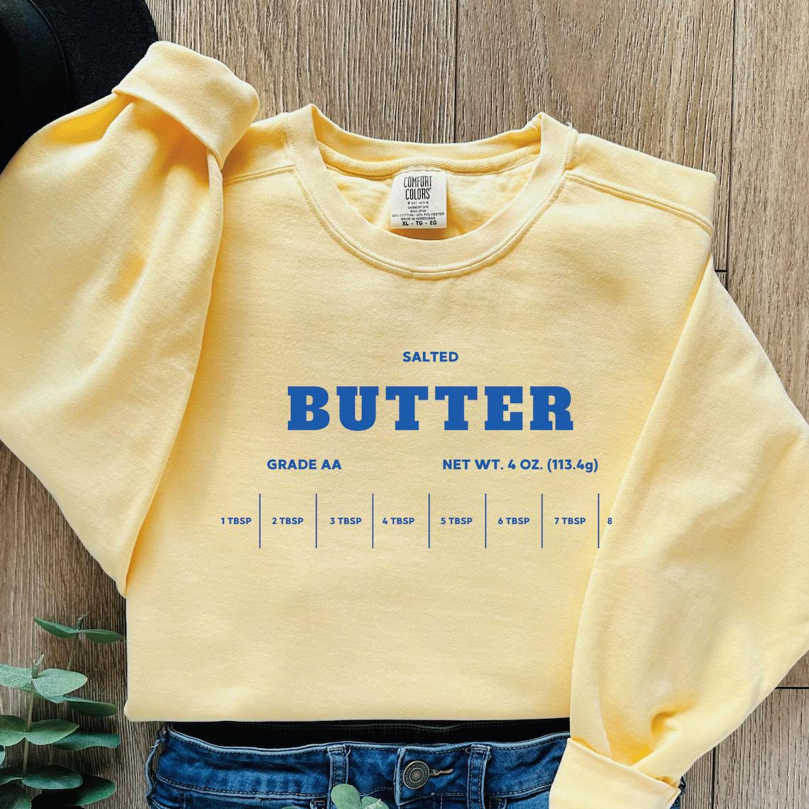 Funny Salted Butter Printed Long Sleeve Casual Top