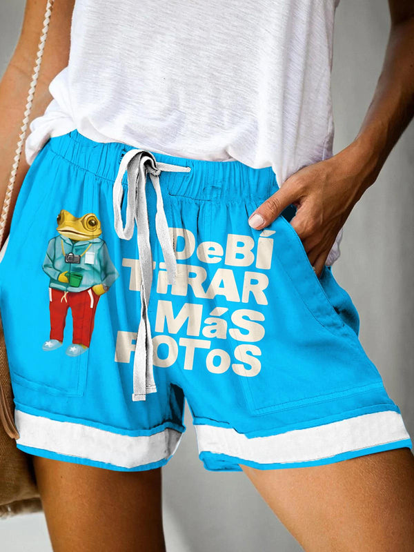 Badbunnny Print Casual Shorts