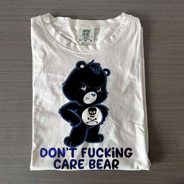 DON'T FUCKiNG CARE BEAR Cotton Crew Neck T-shirt