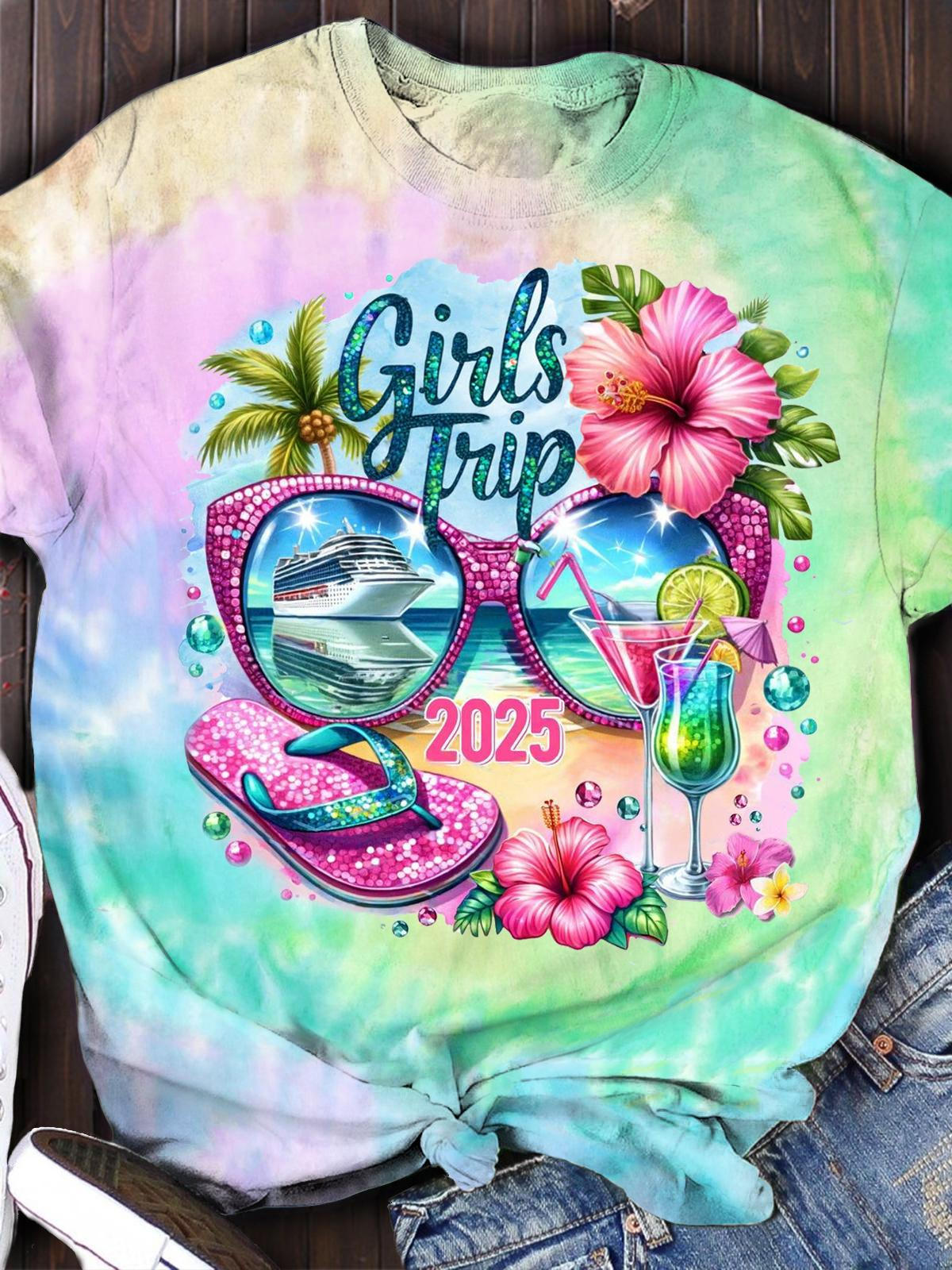 Camiseta de cuello redondo Girls Trip 2025 
