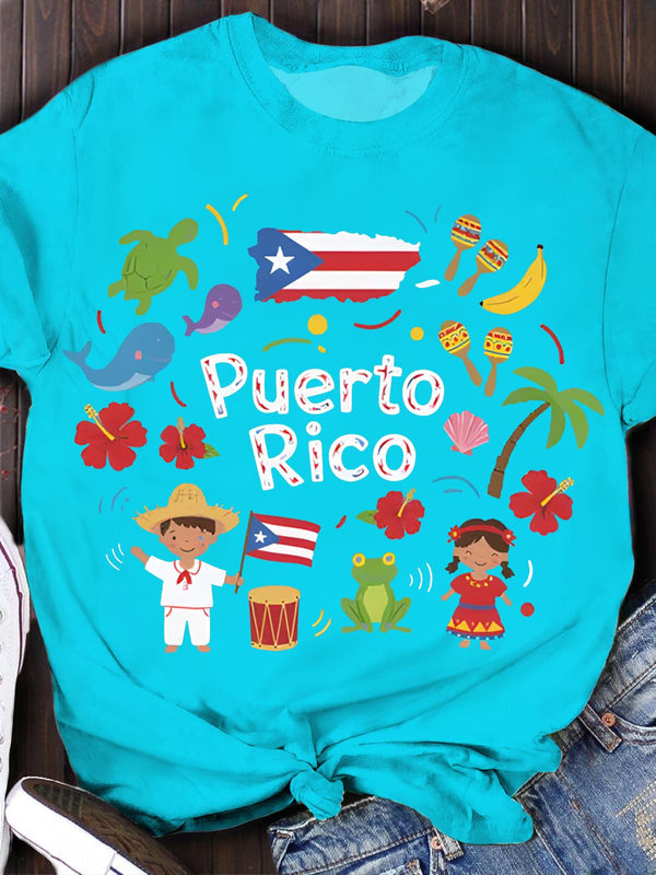 Colorful Puerto Rico Crew Neck T-shirt