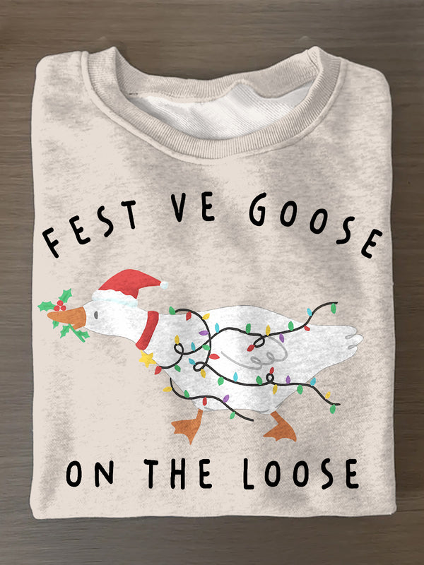 Fun Goose Printed Long Sleeve Casual Top