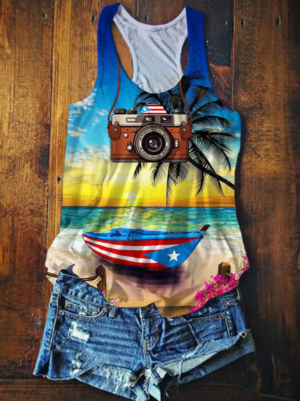 Puerto Rican Creativity Printed Casual Tank Top