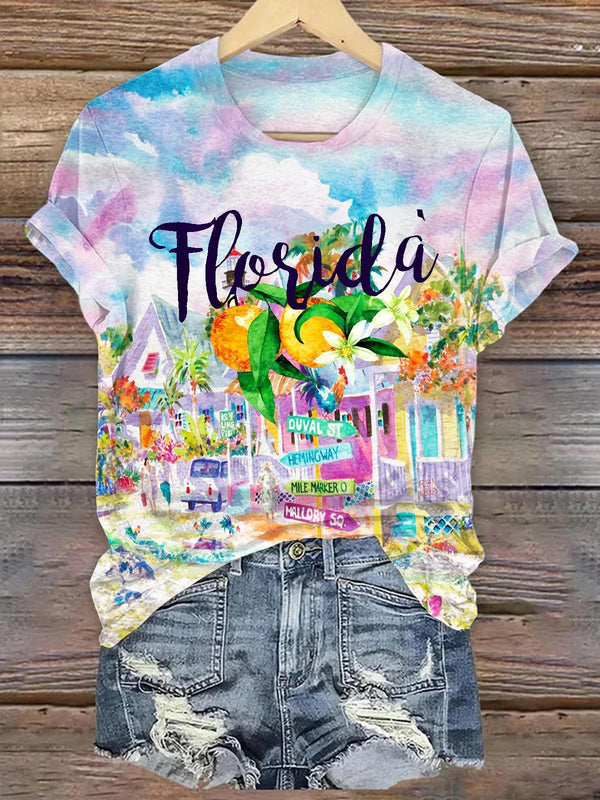 Florida Print Crew Neck T-shirt