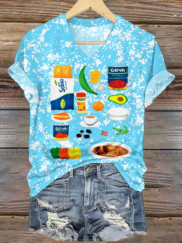 Vintage Puerto Rican Print Crew Neck T-shirt