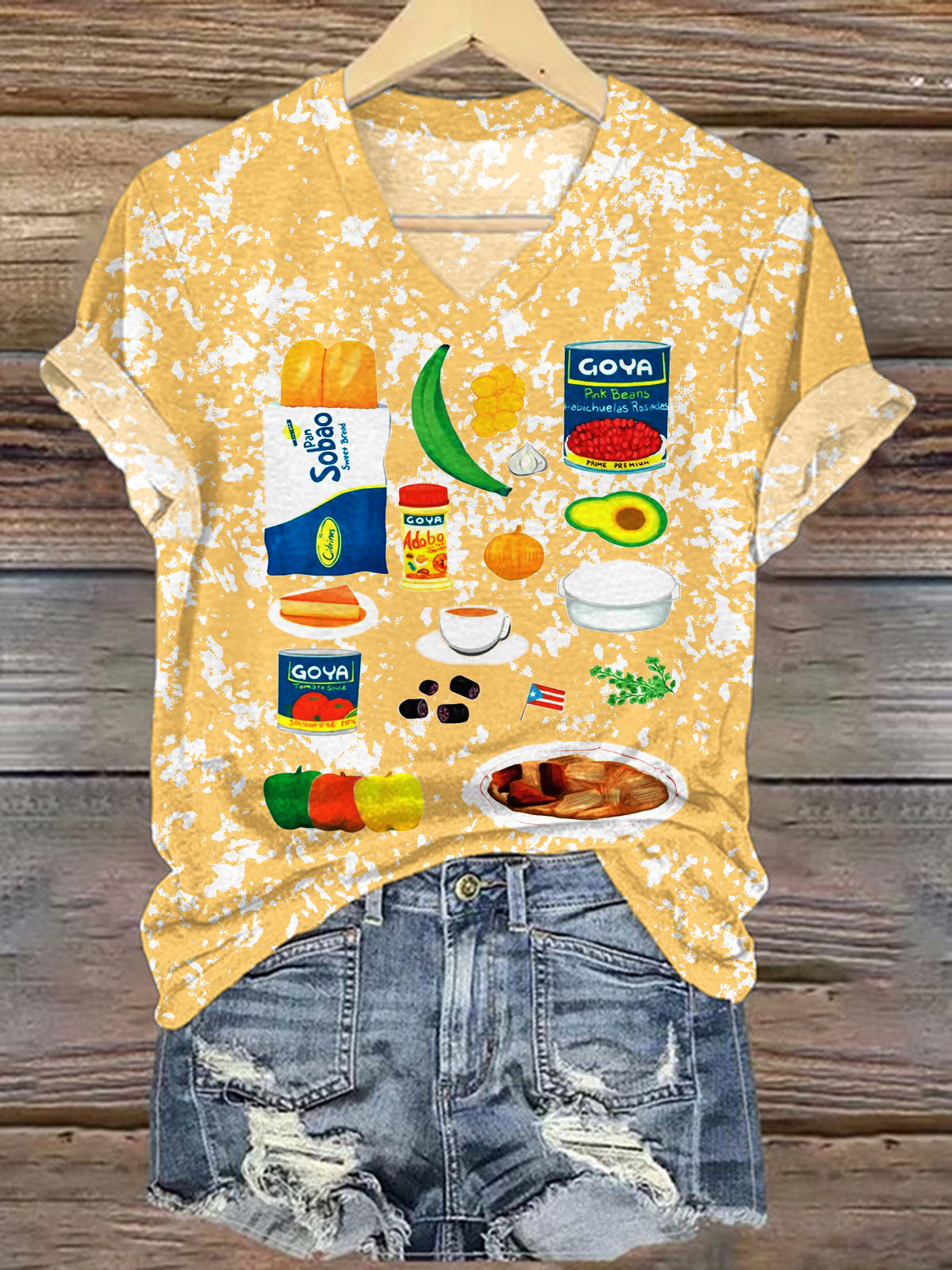 Vintage Puerto Rican Print Crew Neck T-shirt
