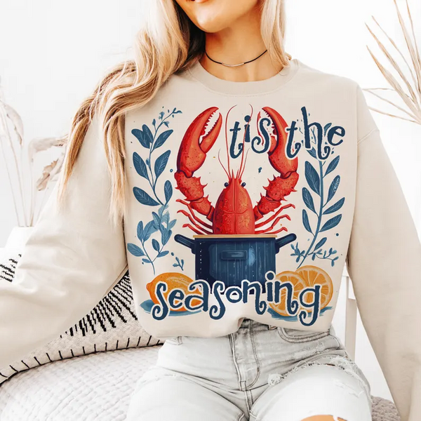 Crawfish Boil Season Printed Long Sleeve Casual Top