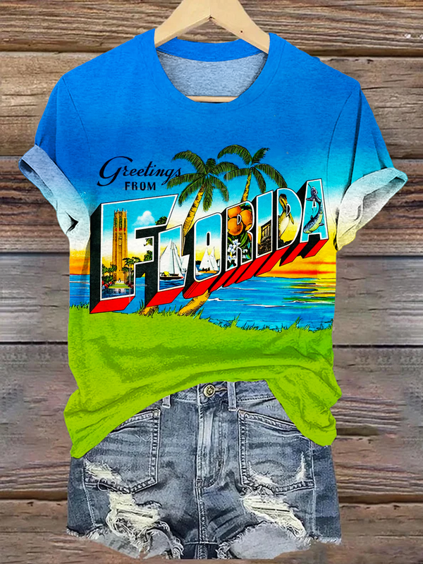 Greetings From Florida Crew Neck T-shirt