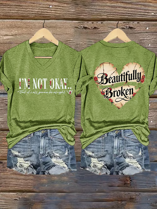 Jelly Roll Beautifully Broken Tour Music Print V-Neck T-Shirt
