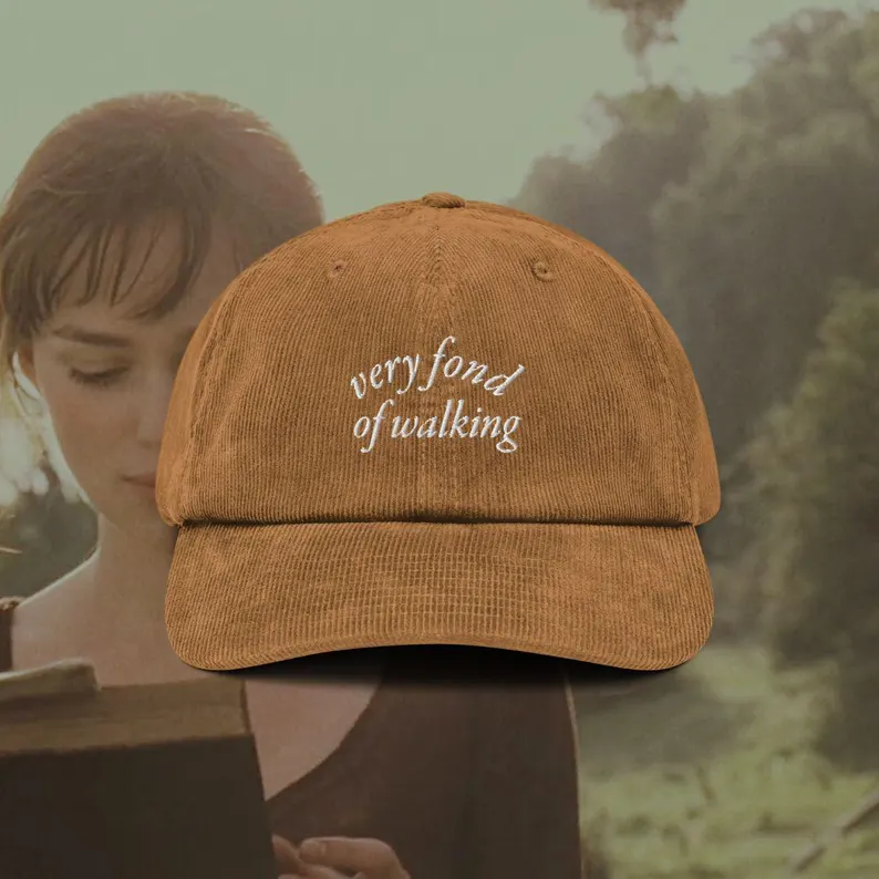 Very Fond of Walking Embroidered Courduroy Cap