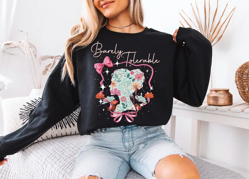 Barely Tolerable Design Printed Long Sleeve Casual Top
