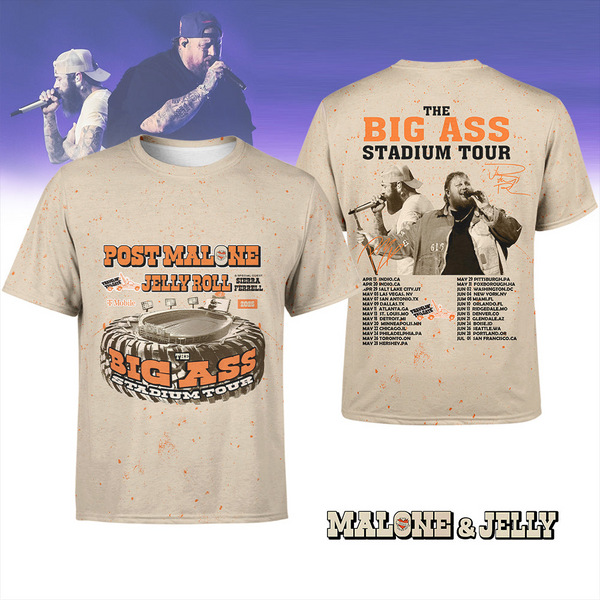 Post Malone And Jelly Roll Rap Music 2025 Tour T-shirts（04）