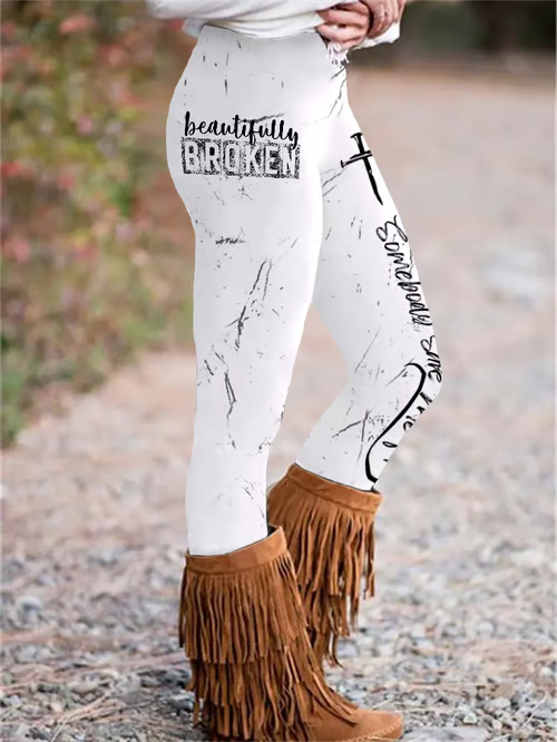Jelly Roll Beautifully Broken Tour Music Print Print Leggings