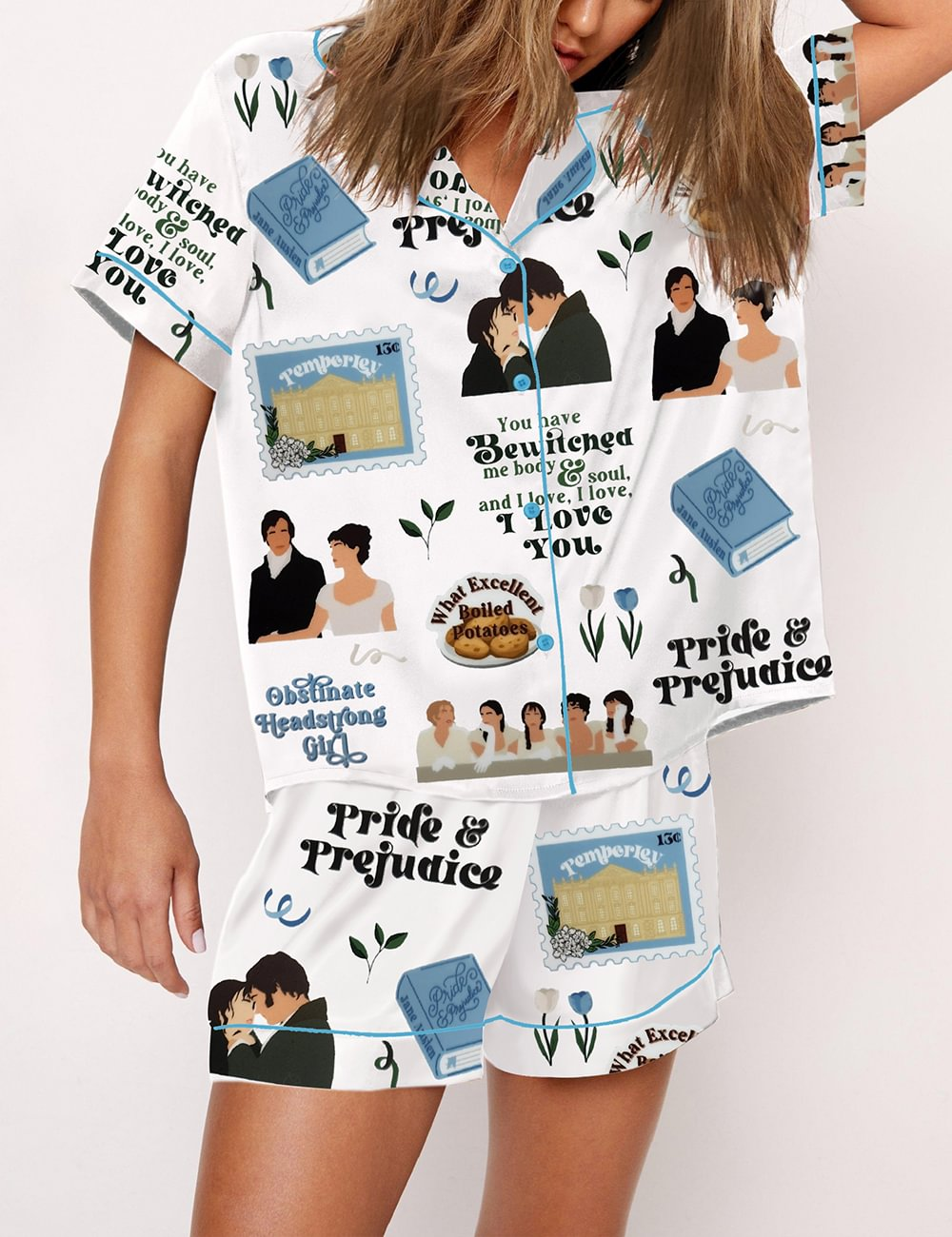 Women's Pride And Prejudice Print Pajama Set