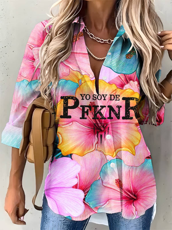 Camisa informal con estampado de rana concho de Puerto Rico para mujer 