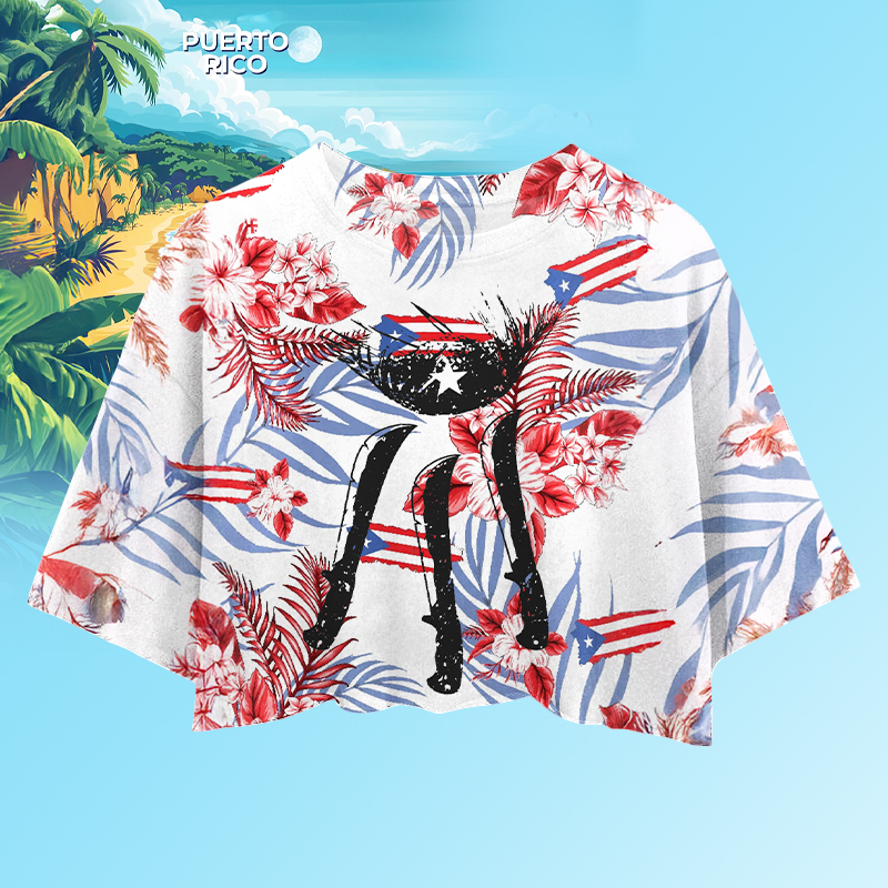 Women's Puerto Rican Printed Umbilized T-shirt（Best Seller）