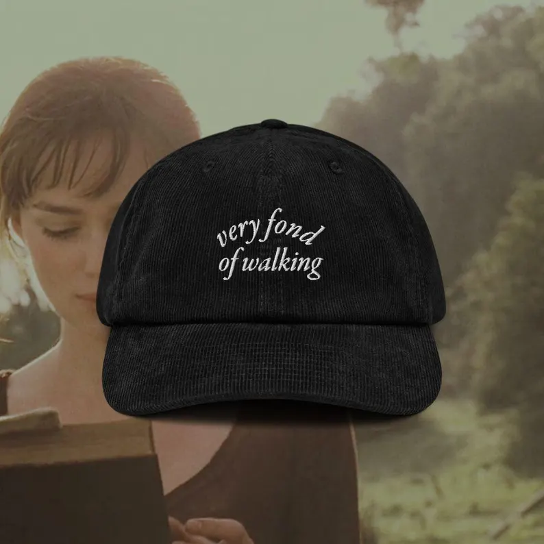 Very Fond of Walking Embroidered Courduroy Cap