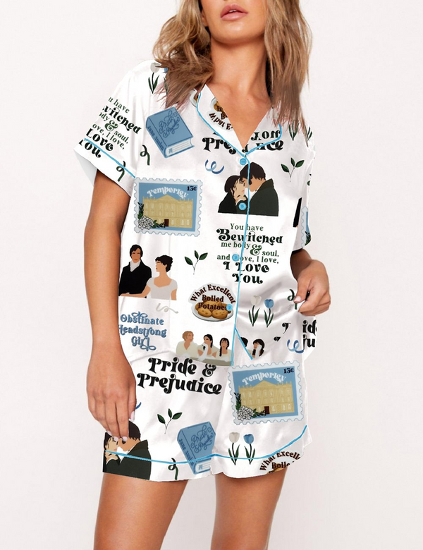 Women's Pride And Prejudice Print Pajama Set