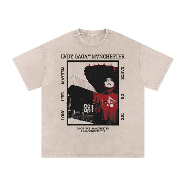 Lady Gaga Mayhem Ball Tour Manchester - Acid Wash Oversize T-Shirt