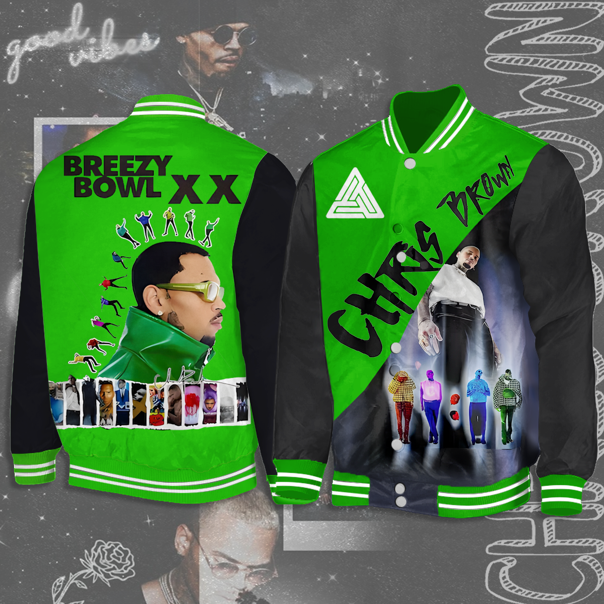 Chris Brown Breezy Bowl XX Tour Shoulder Baseball Jersey（Best Seller）