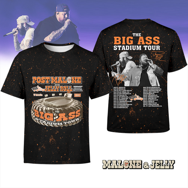 Post Malone And Jelly Roll Rap Music 2025 Tour T-shirts（03）