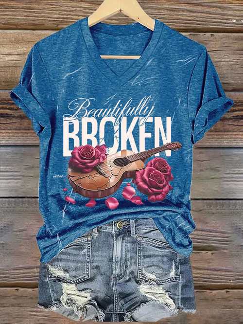Jelly Roll Beautifully Broken Tour Print Crew Neck T-Shirt