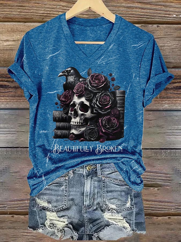 Jelly Roll Beautifully Broken Tour Music Print V-Neck T-Shirt