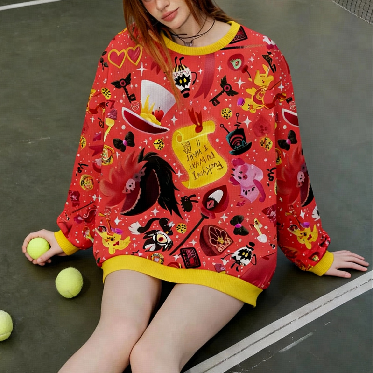 Women's Hazbin Hotel b Round Neck Ugly Sweater