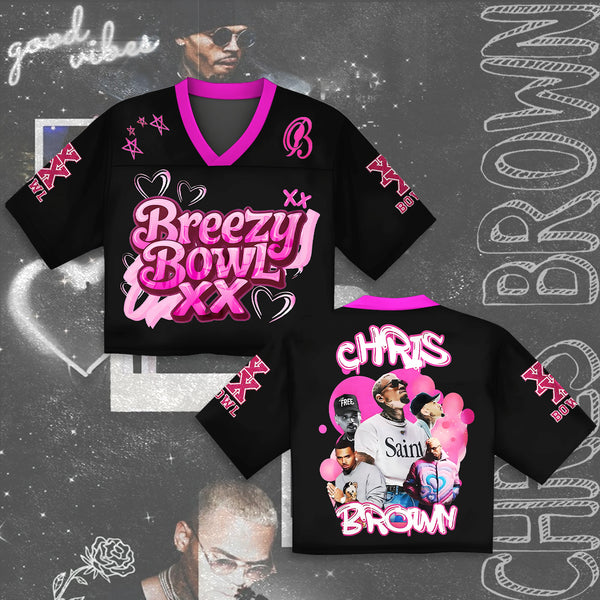 Chris Brown Breezy Bowl Crop Top Football Jersey