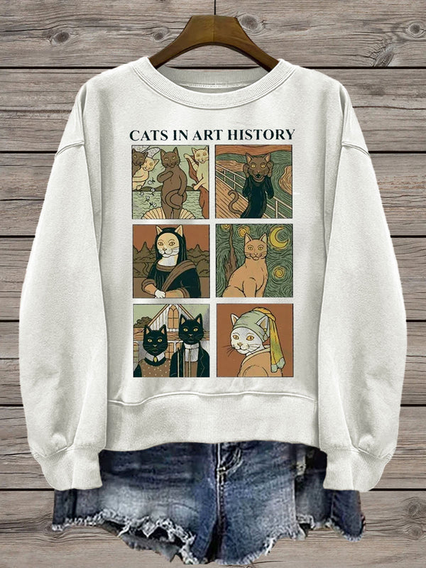 Cat Art History Art Print Casaul Sweatshirt