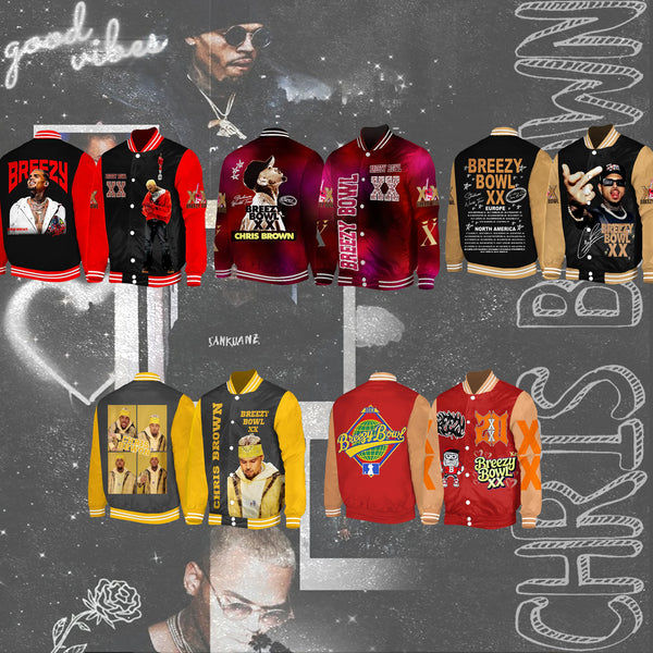 Chris Brown Breezy Bowl XX Tour Shoulder Baseball Jersey（Best Seller）